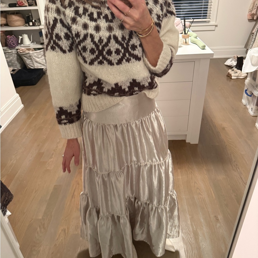 Free People Cream Maxi Skirt